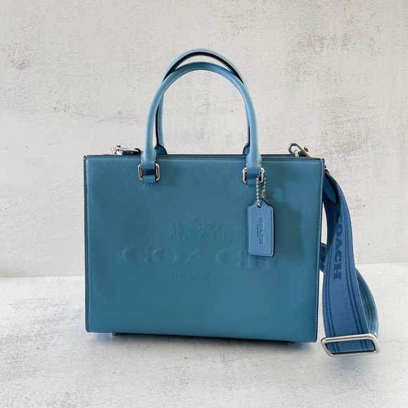 Coach Embossed Logo Leather Tote Bag - Picture 2 of 11